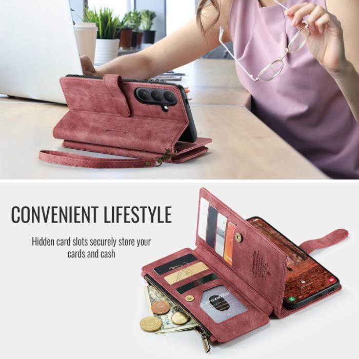 Caseme - CaseMe Mobilfodral för Samsung Galaxy S26 Plus Flera kortfack Konstläder - Röd