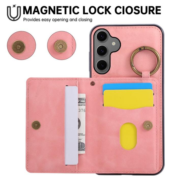 OEM - Mobilfodral för Samsung Galaxy S26 Plus Kickstand Kortfack Konstläder - Roséguld