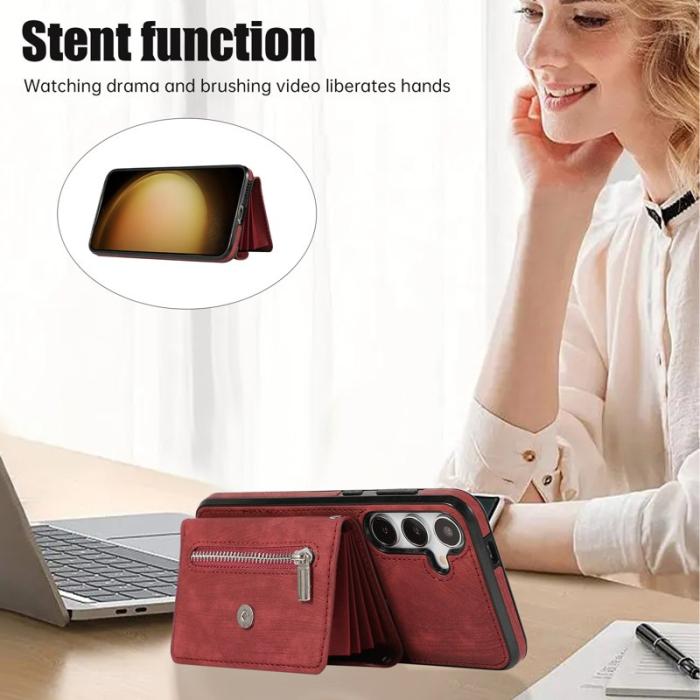OEM - Mobilfodral för Samsung Galaxy S26 Plus Kickstand Kortfack - Röd