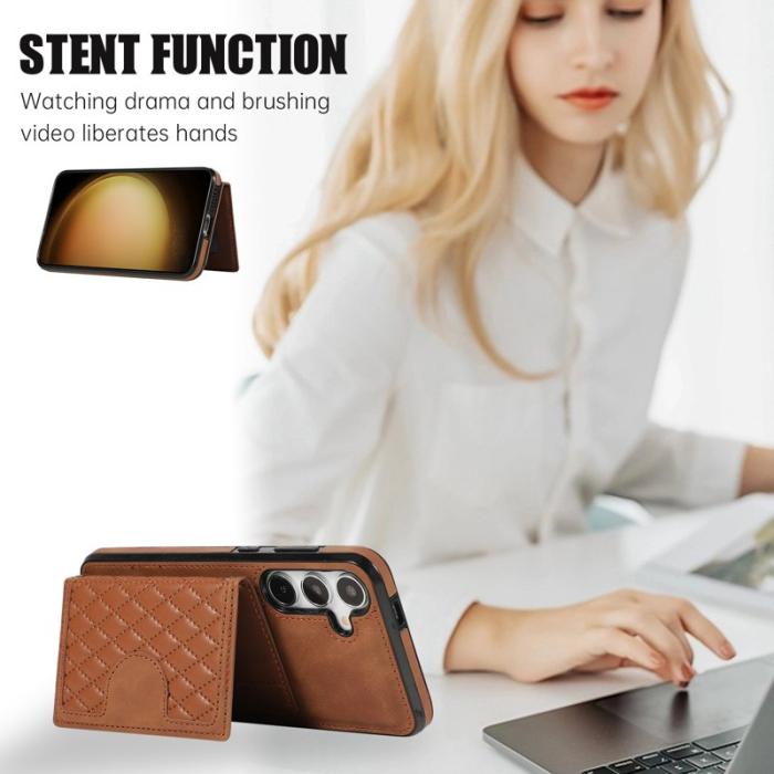 OEM - Mobilfodral för Samsung Galaxy S26 Plus Kickstand TPU + Konstläder - Brun