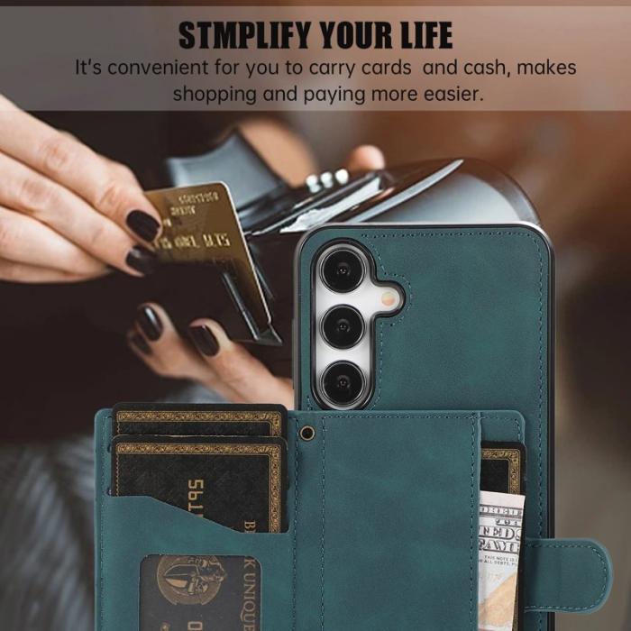 OEM - Mobilfodral för Samsung Galaxy S26 Plus Kickstand TPU + Konstläder - Grön