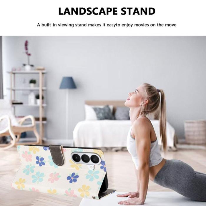 OEM - Plånboksfodral för Samsung Galaxy S26 Plus Konstläder - Färgade Blommor