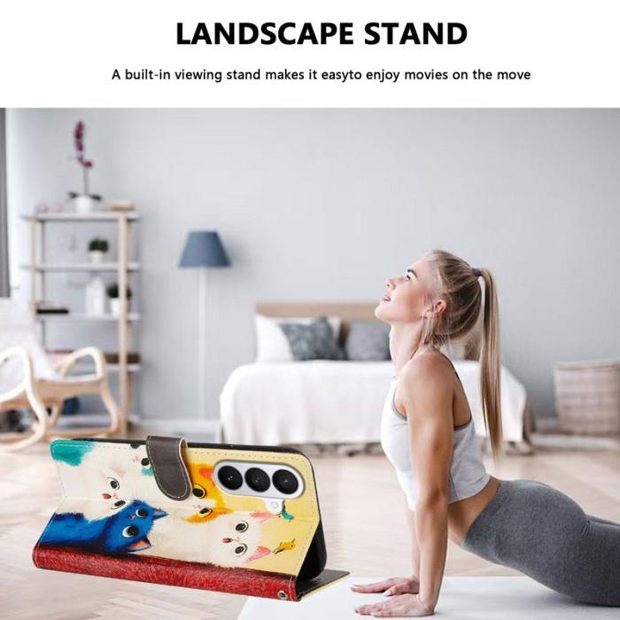 OEM - Plånboksfodral för Samsung Galaxy S26 Plus Konstläder - Färgglada katter