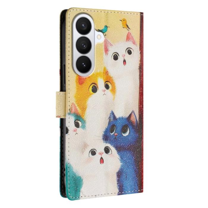 OEM - Plånboksfodral för Samsung Galaxy S26 Plus Konstläder - Färgglada katter