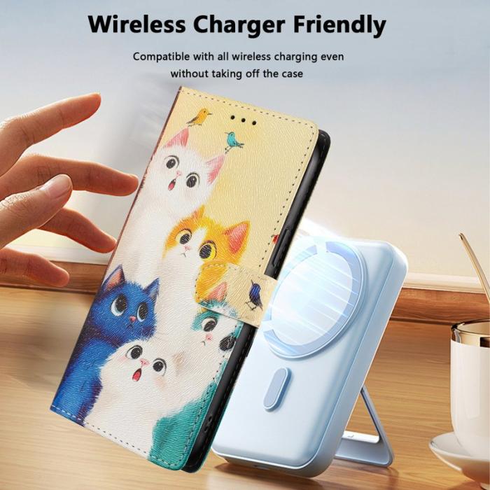 OEM - Plånboksfodral för Samsung Galaxy S26 Plus Konstläder - Färgglada katter