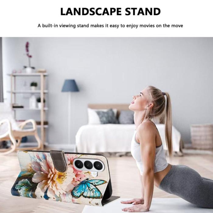 OEM - Plånboksfodral för Samsung Galaxy S26 Plus Konstläder - Fjäril / Blomma