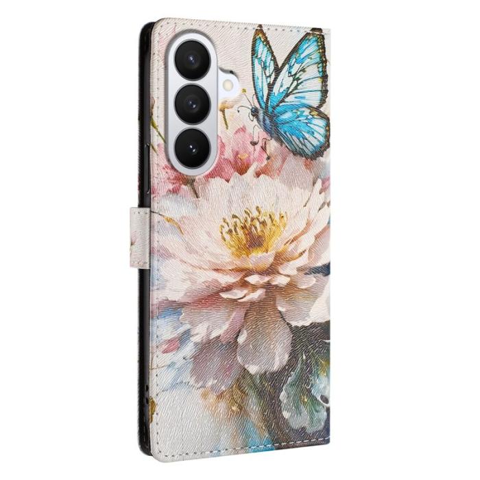 OEM - Plånboksfodral för Samsung Galaxy S26 Plus Konstläder - Fjäril / Blomma