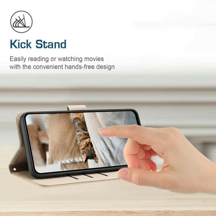 OEM - Plånboksfodral för Samsung Galaxy S26 Plus Konstläder Katttryck - Beige