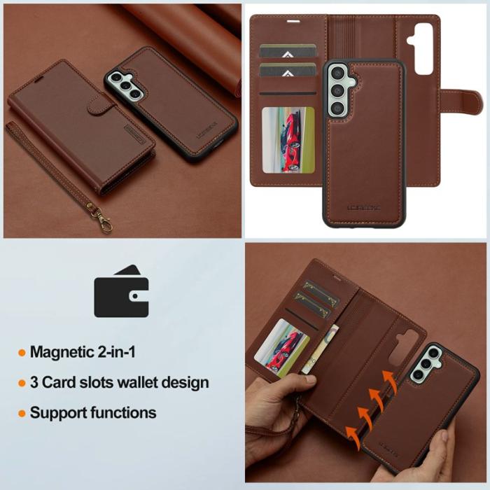 LC.imeeke - LC.IMEEKE Plånboksfodral för Samsung Galaxy S26 Plus Konstläder Magnetiskt Brun