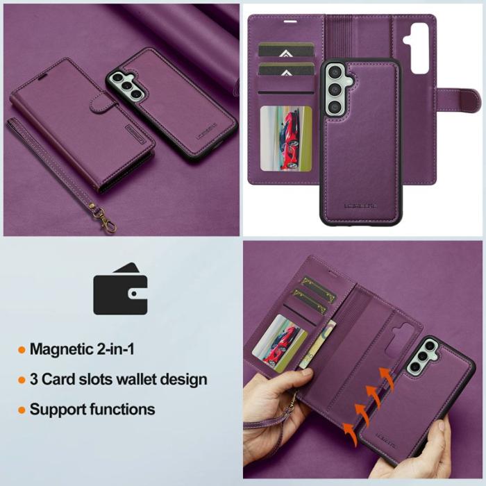 LC.imeeke - LC.IMEEKE Plånboksfodral för Samsung Galaxy S26 Plus Konstläder Magnetiskt Lila