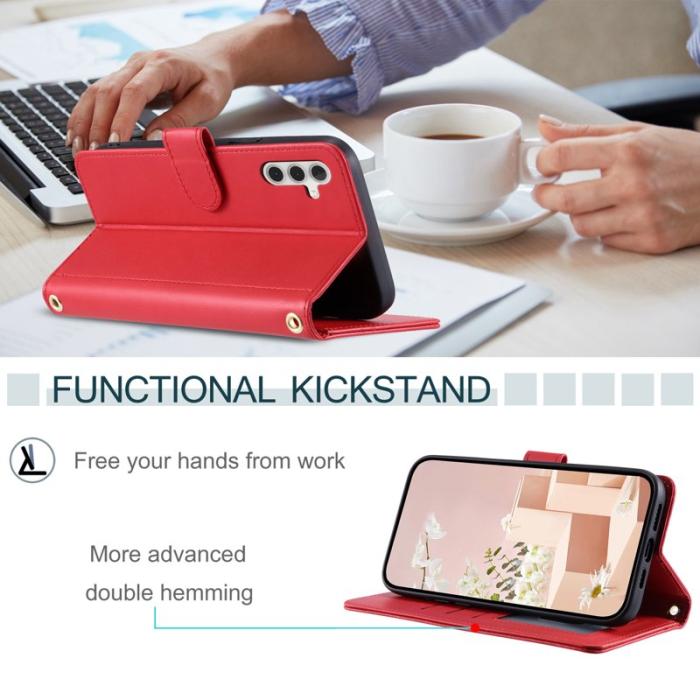 OEM - Plånboksfodral för Samsung Galaxy S26 Plus Konstläder med axelrem - Röd