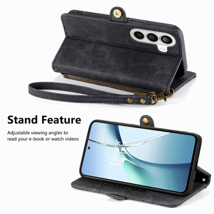 OEM - Plånboksfodral för Samsung Galaxy S26 Plus Konstläder med dragkedja - Svart