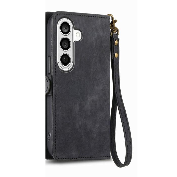 OEM - Plånboksfodral för Samsung Galaxy S26 Plus Konstläder med dragkedja - Svart