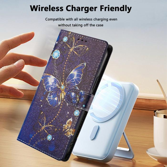 OEM - Plånboksfodral för Samsung Galaxy S26 Plus Konstläder med handledsrem Blå fjäril