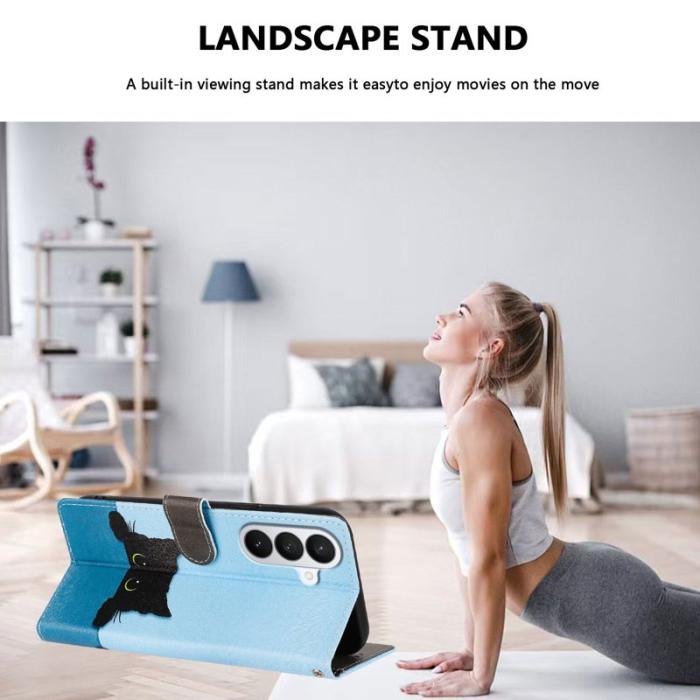 OEM - Plånboksfodral för Samsung Galaxy S26 Plus Konstläder med handledsrem Svart katt