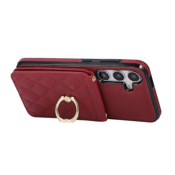 OEM - Mobilfodral för Samsung Galaxy S26 Plus Konstläder med Ringhållare - Röd