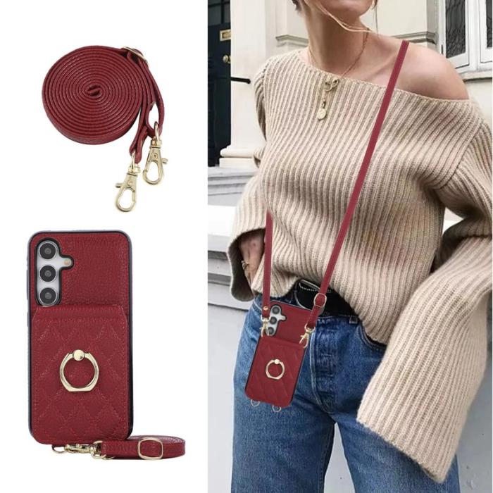 OEM - Mobilfodral för Samsung Galaxy S26 Plus Konstläder med Ringhållare - Röd