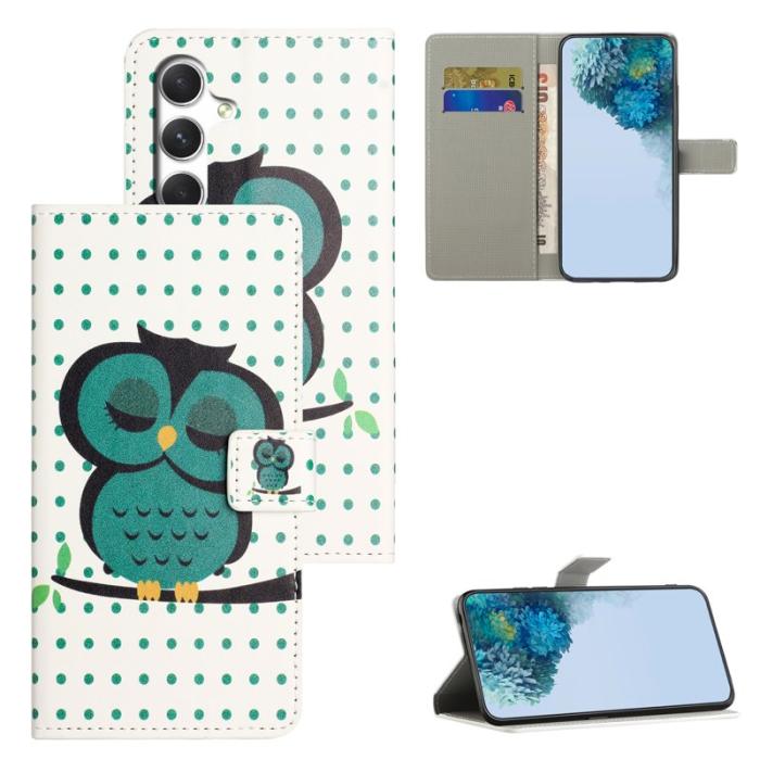 OEM - Plånboksfodral för Samsung Galaxy S26 Plus Konstläder - Prickar Uggla - Grå