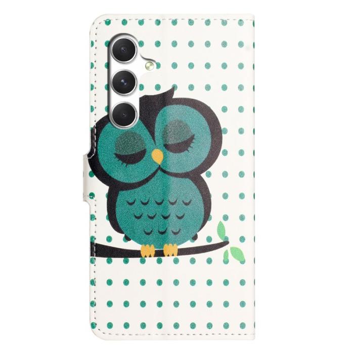 OEM - Plånboksfodral för Samsung Galaxy S26 Plus Konstläder - Prickar Uggla - Grå