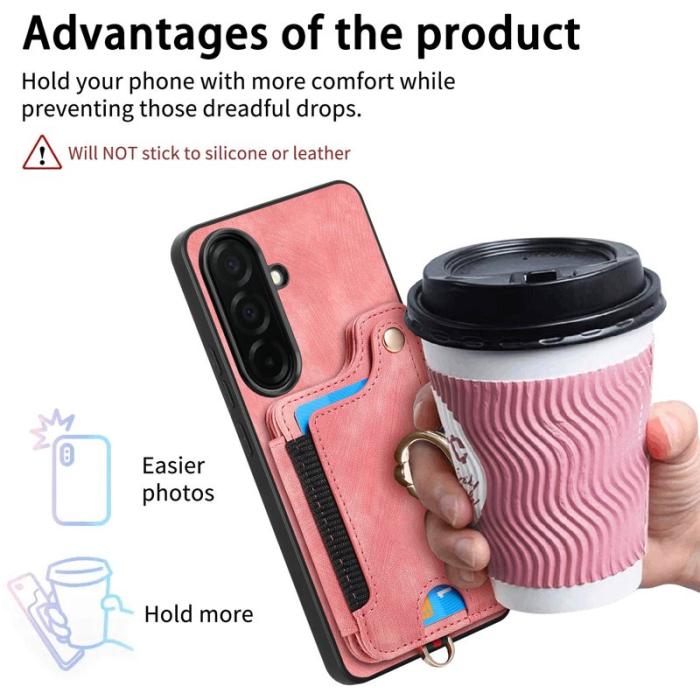 OEM - Mobilfodral för Samsung Galaxy S26 Plus Konstläder RFID - Rosa