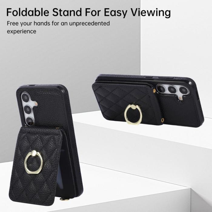 OEM - Mobilfodral för Samsung Galaxy S26 Plus Konstläder Ringhållare - Svart