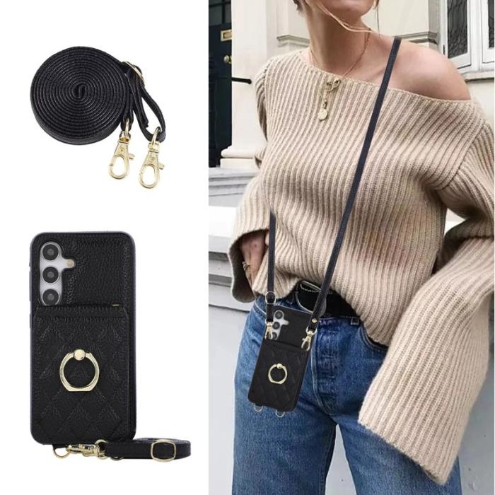 OEM - Mobilfodral för Samsung Galaxy S26 Plus Konstläder Ringhållare - Svart