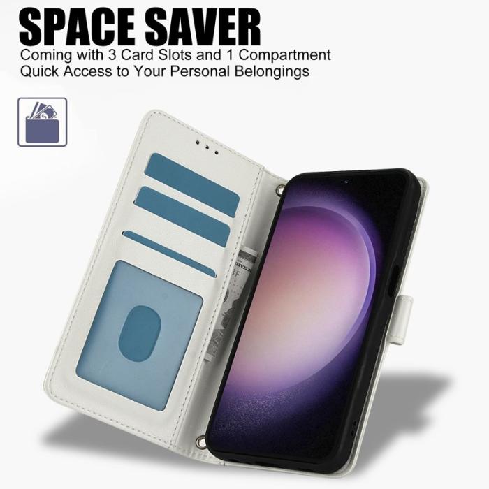 OEM - Plånboksfodral för Samsung Galaxy S26 Plus Konstläder Ställ - Vit