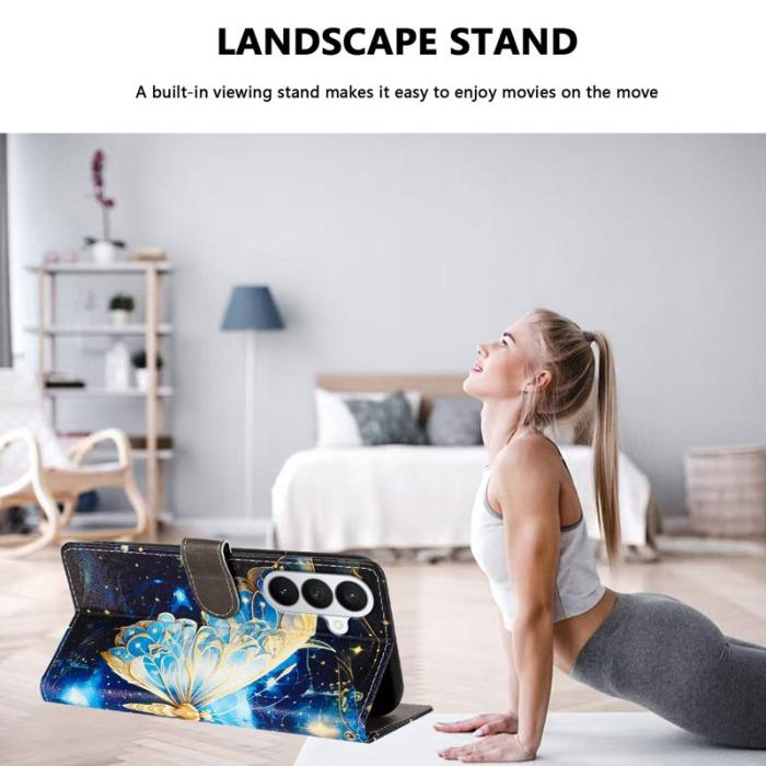 OEM - Plånboksfodral för Samsung Galaxy S26 Plus Konstläder - Stor Fjäril - Grå