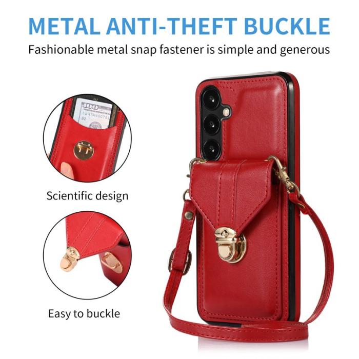 OEM - Mobilfodral för Samsung Galaxy S26 Plus Kortfack Kickstand Konstläder TPU - Röd