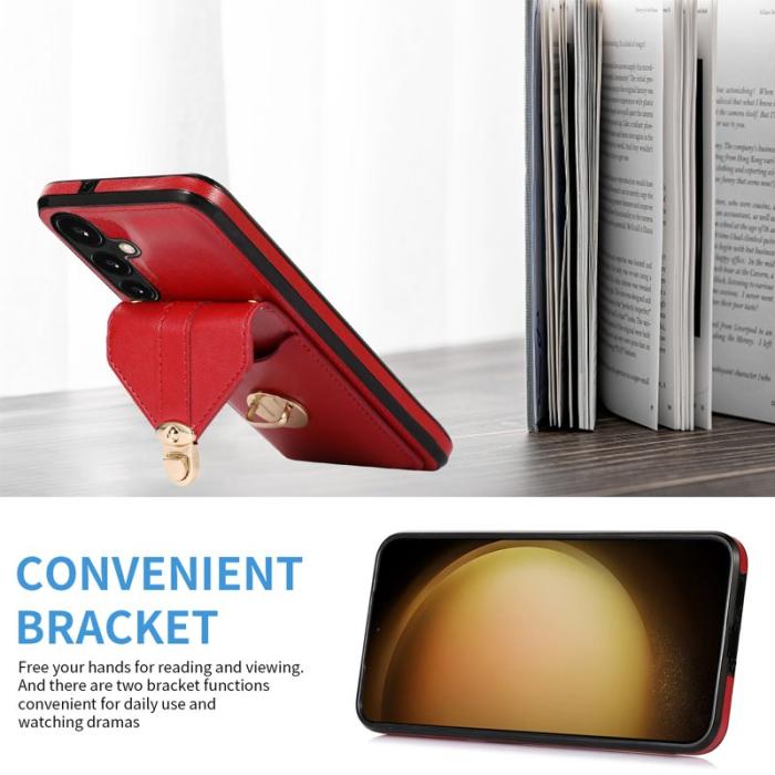OEM - Mobilfodral för Samsung Galaxy S26 Plus Kortfack Kickstand Konstläder TPU - Röd