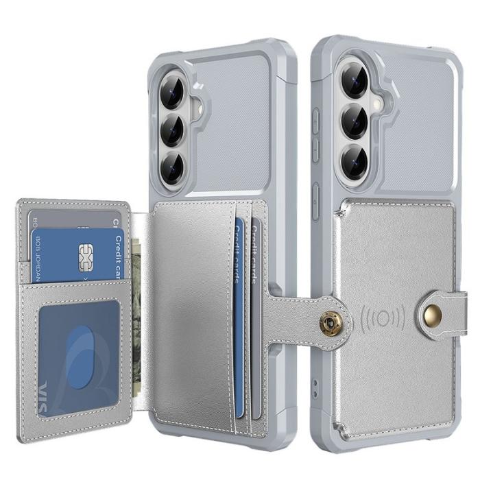 OEM - Mobilfodral för Samsung Galaxy S26 Plus Kortfack Konstläder - Silver