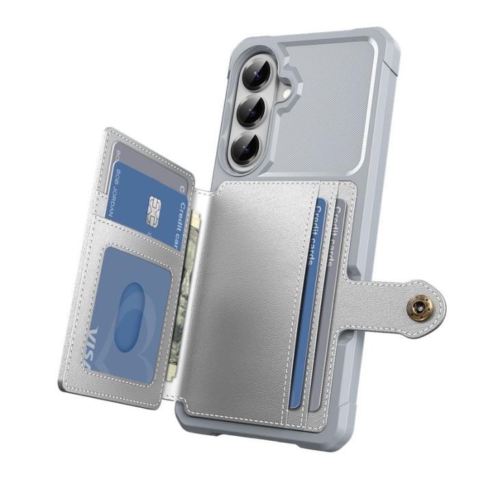 OEM - Mobilfodral för Samsung Galaxy S26 Plus Kortfack Konstläder - Silver