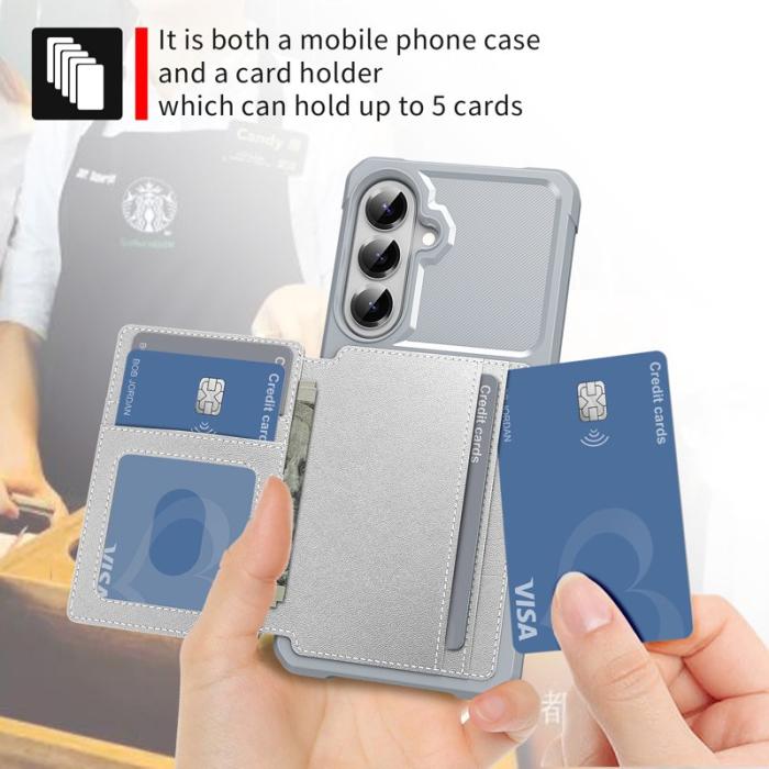 OEM - Mobilfodral för Samsung Galaxy S26 Plus Kortfack Konstläder - Silver