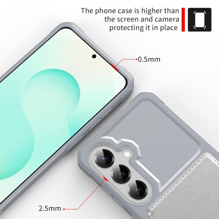 OEM - Mobilfodral för Samsung Galaxy S26 Plus Kortfack Konstläder - Silver