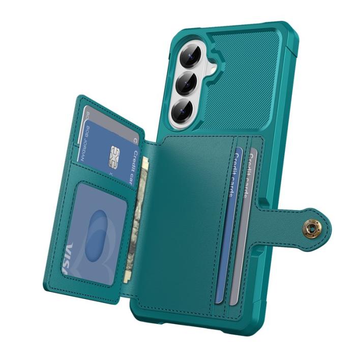 OEM - Mobilfodral för Samsung Galaxy S26 Plus Kortfack Konstläder + TPU - Grön