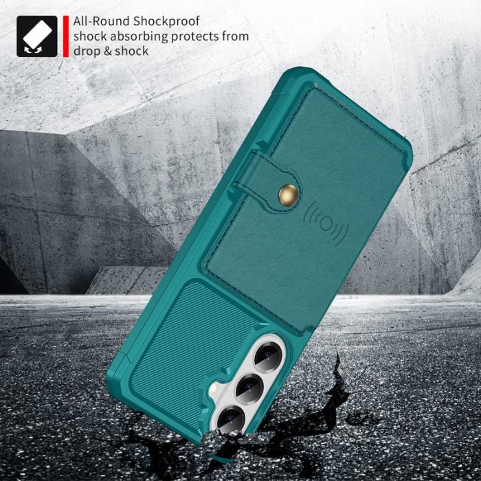 OEM - Mobilfodral för Samsung Galaxy S26 Plus Kortfack Konstläder + TPU - Grön
