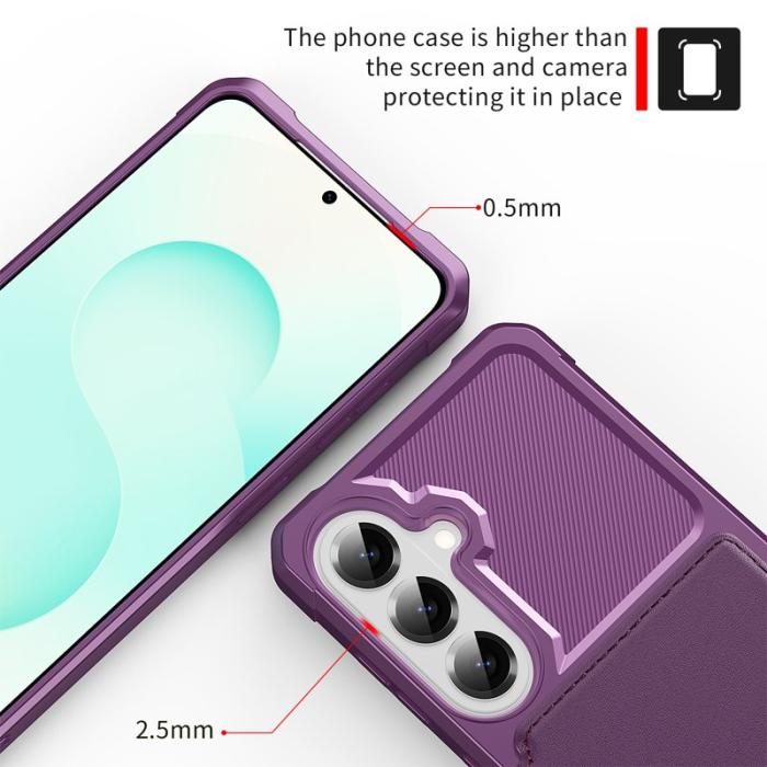 OEM - Mobilfodral för Samsung Galaxy S26 Plus Kortfack Konstläder + TPU - Lila