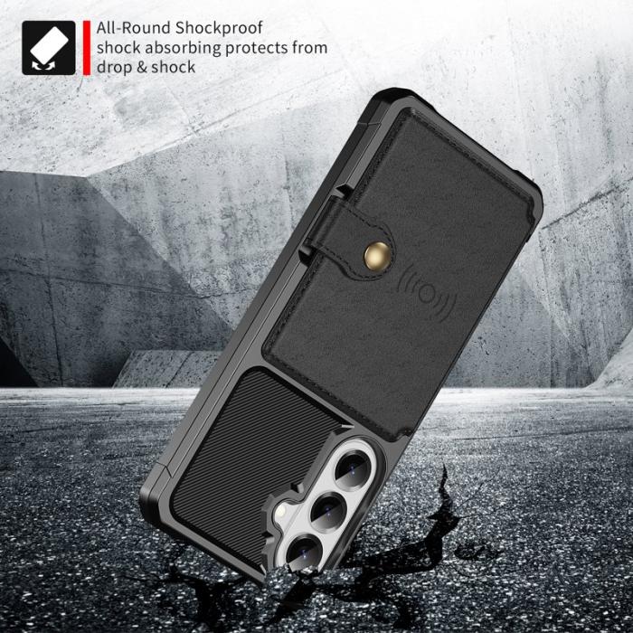 OEM - Mobilfodral för Samsung Galaxy S26 Plus Kortfack Konstläder + TPU - Svart