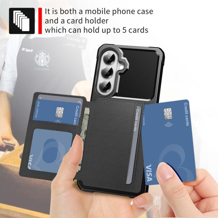 OEM - Mobilfodral för Samsung Galaxy S26 Plus Kortfack Konstläder + TPU - Svart