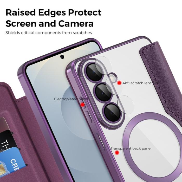 OEM - Mobilfodral för Samsung Galaxy S26 Plus Magnetiskt Konstläder - Mörklila