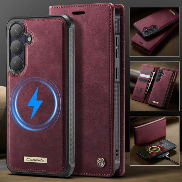Caseme - CaseMe Plånboksfodral för Samsung Galaxy S26 Plus Magnetiskt Konstläder RFID Röd