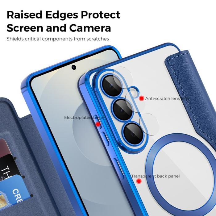 OEM - Mobilfodral för Samsung Galaxy S26 Plus Magnetiskt Konstläder RFID - Safir