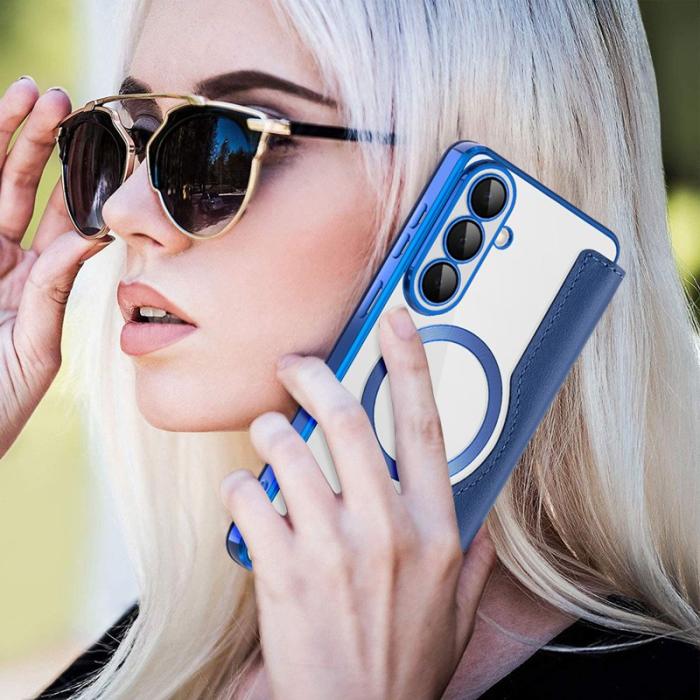 OEM - Mobilfodral för Samsung Galaxy S26 Plus Magnetiskt Konstläder RFID - Safir