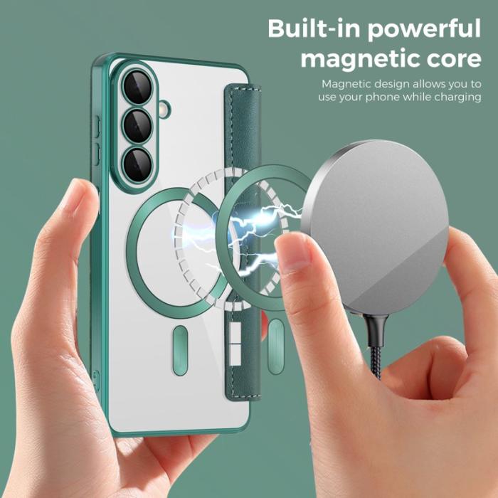 OEM - Mobilfodral för Samsung Galaxy S26 Plus Magnetiskt Konstläder - Svartgrön