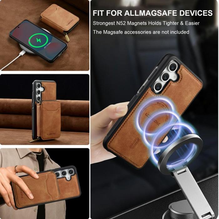 LC.imeeke - LC.IMEEKE Plånboksfodral för Samsung Galaxy S26 Plus Magnetiskt PC + TPU - Brun