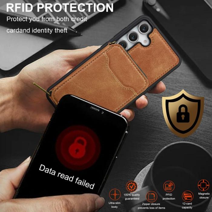 LC.imeeke - LC.IMEEKE Plånboksfodral för Samsung Galaxy S26 Plus Magnetiskt PC + TPU - Brun