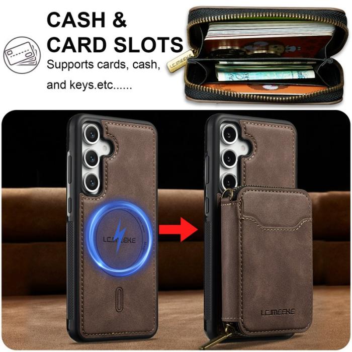 LC.imeeke - LC.IMEEKE Plånboksfodral för Samsung Galaxy S26 Plus Magnetiskt PC + TPU - Kaffe
