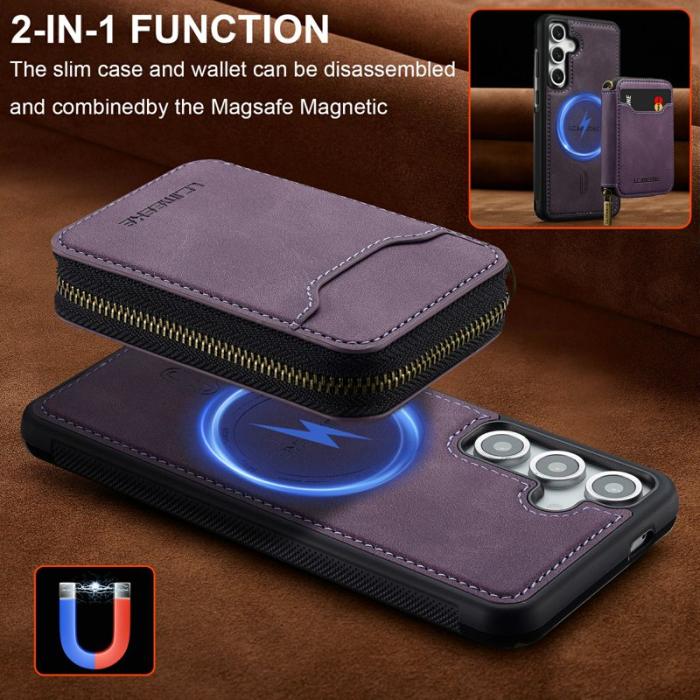 LC.imeeke - LC.IMEEKE Plånboksfodral för Samsung Galaxy S26 Plus Magnetiskt PC + TPU - Lila