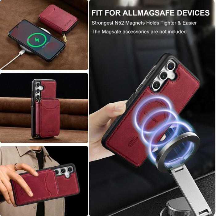 LC.imeeke - LC.IMEEKE Plånboksfodral för Samsung Galaxy S26 Plus Magnetiskt PC + TPU - Röd