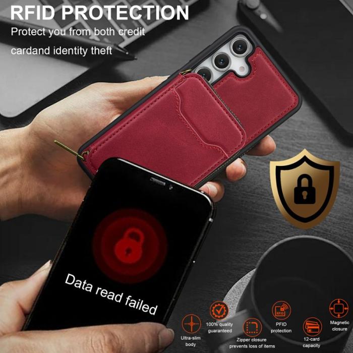 LC.imeeke - LC.IMEEKE Plånboksfodral för Samsung Galaxy S26 Plus Magnetiskt PC + TPU - Röd